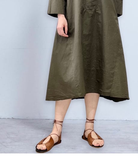 BIANCA/レースアップレザーサンダル/Brown