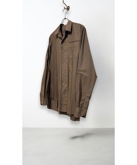 【残り僅か】Men'sオープンカラーコットンシャツ/HannohWessel/ダークブラウン