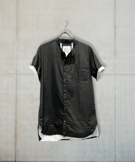 Men'sコットンシャツ(ブラック)/HannohWessel/Mサイズ