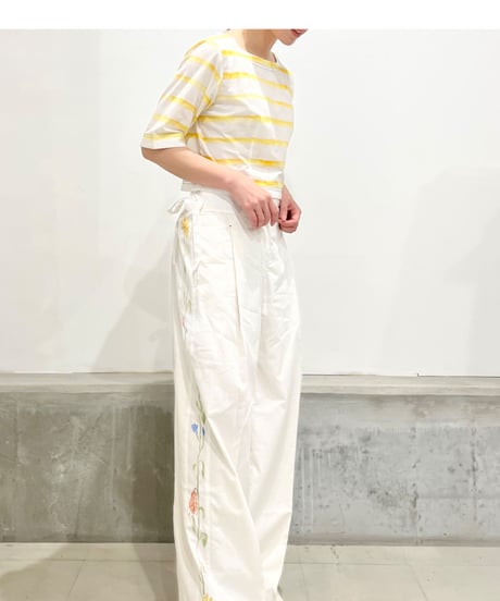 Maretha  Boat Neck top/Yellow stripes