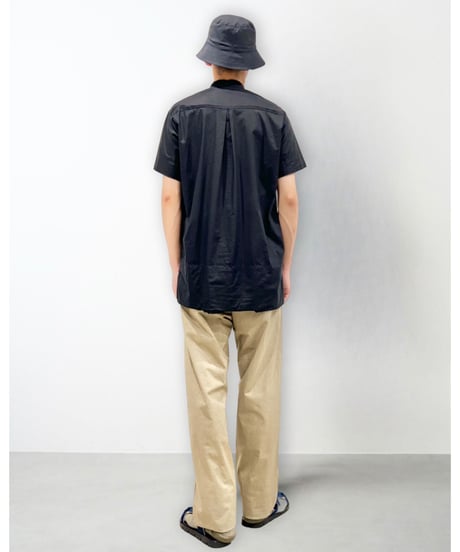 Men'sコットンシャツ(ブラック)/HannohWessel/Mサイズ