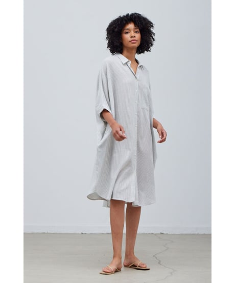 Boxy Stripe/Shirt Dress/Ocean