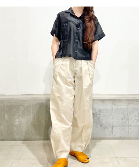 NY Mane/刺繡入りリバーキャンプシャツ/Black