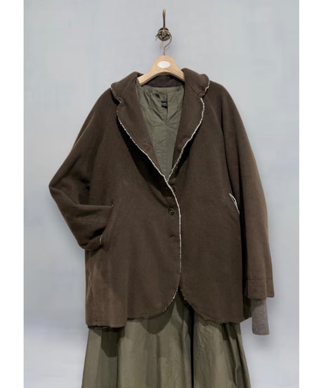 【残り僅か】Hannoh wessel/ウール&カシミヤミディアムコート/Dark brown