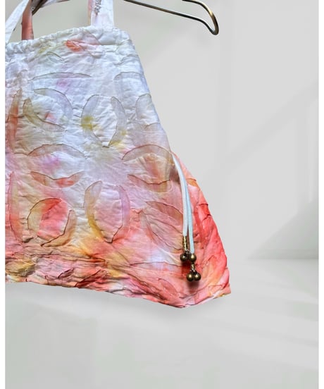 ETTA Original/リバースアップリケ④/巾着バッグ・オレンジ系