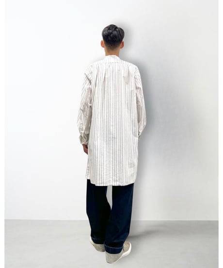 Men'sピンストライプシャツ/HannohWessel/ネイビー