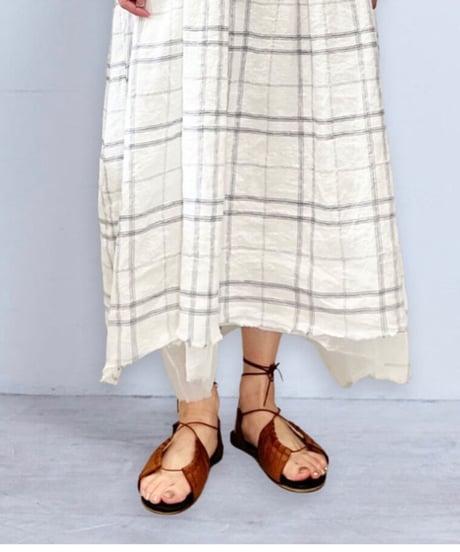 BIANCA/レースアップレザーサンダル/Brown