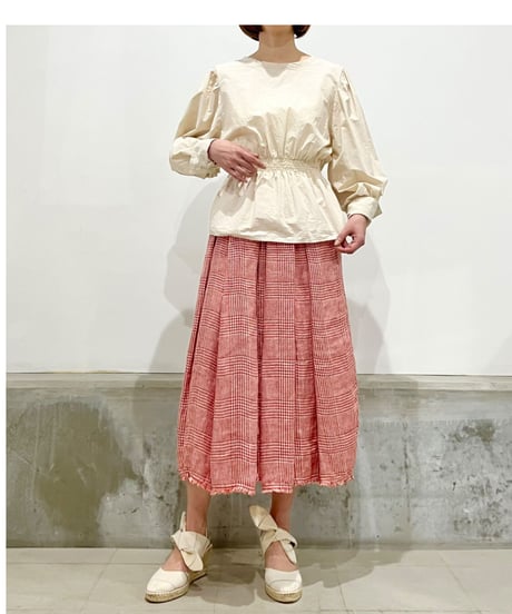 Lady'sリネンスカート(レッドチェック)/HannohWessel/36