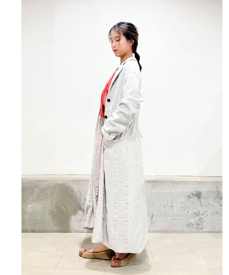 HannohWessel /Lady'sブルーグレーチェックコート