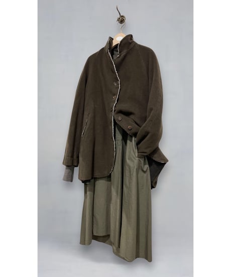 【残り僅か】Hannoh wessel/ウール&カシミヤミディアムコート/Dark brown