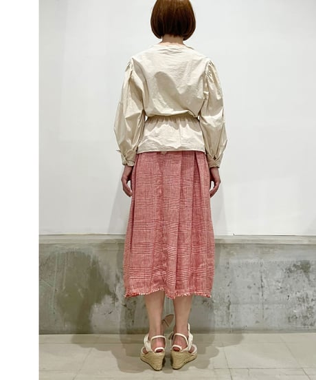 Lady'sリネンスカート(レッドチェック)/HannohWessel/36