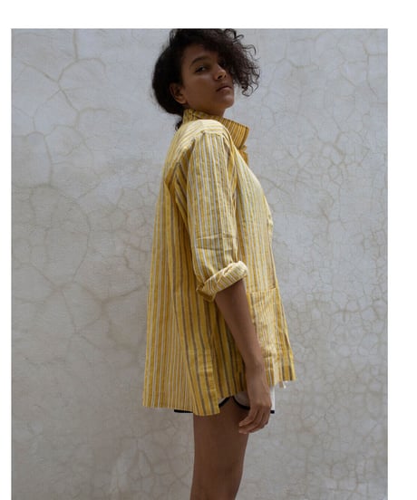 NY Mane/コットンロングシャツ/Yellow stripes