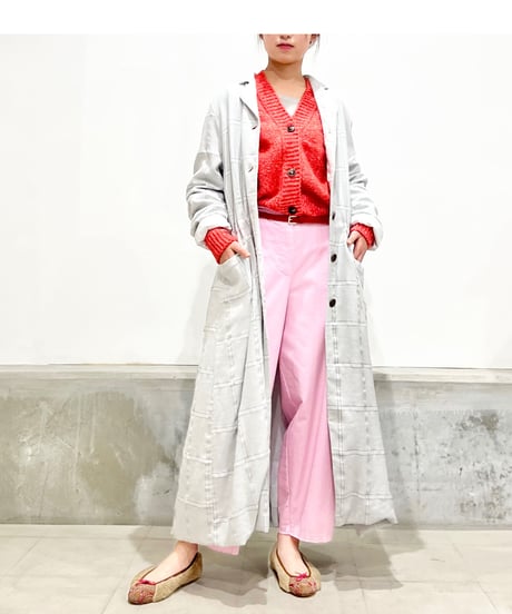HannohWessel /Lady'sブルーグレーチェックコート