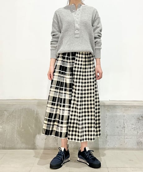 【残り僅か】Mamab./起毛コットンスカート/コンビチェック