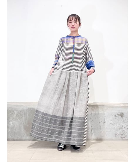 【残り僅か】injiriコットン100％/ドレス195/Black & Multi Check