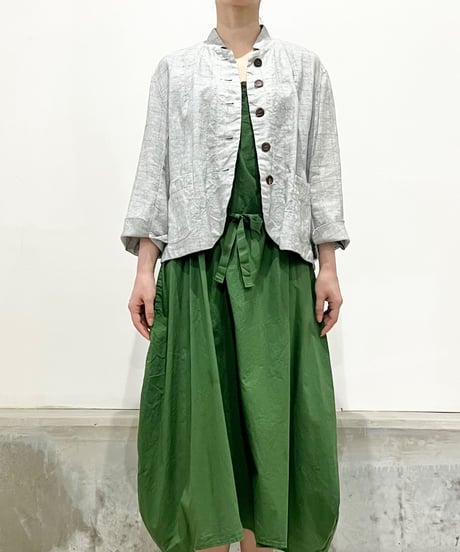 Lady'sリネン＆カットソージャケット(グレー)/HannohWessel/40