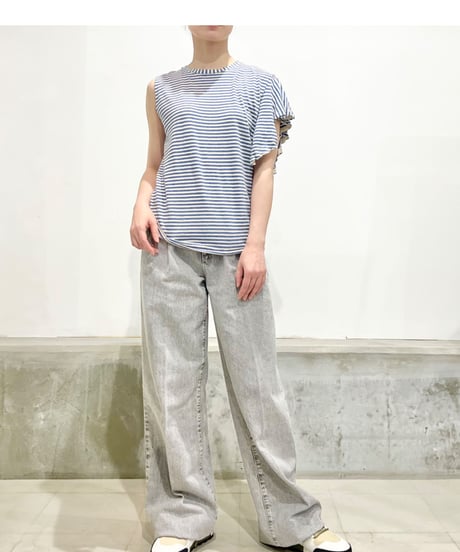 Marche21コットン＆リネンアシメントリースリーブ／アズーロ