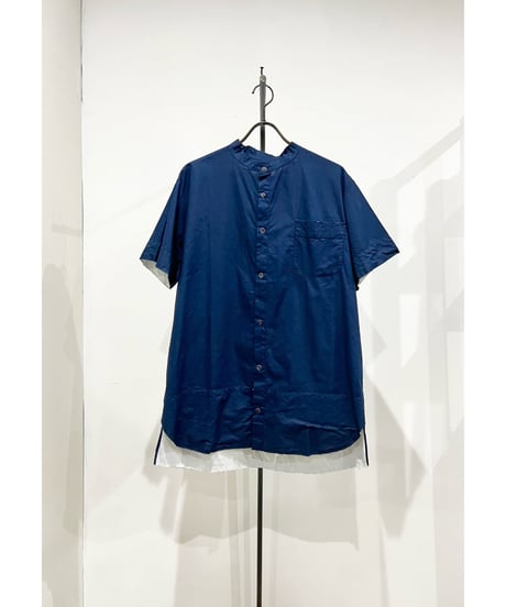 Men'sコットンシャツ(ネイビー)/HannohWessel/Mサイズ