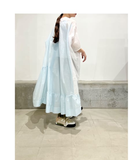 D-due/バイカラーワンピース/ブルー&ホワイト