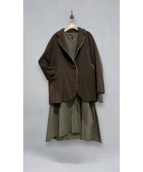 【残り僅か】Hannoh wessel/ウール&カシミヤミディアムコート/Dark brown