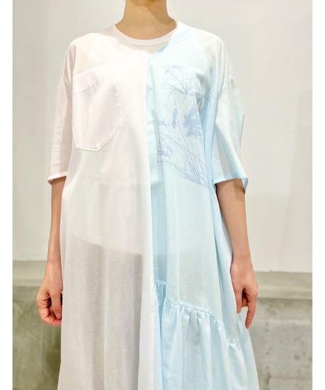 D-due/バイカラーワンピース/ブルー&ホワイト