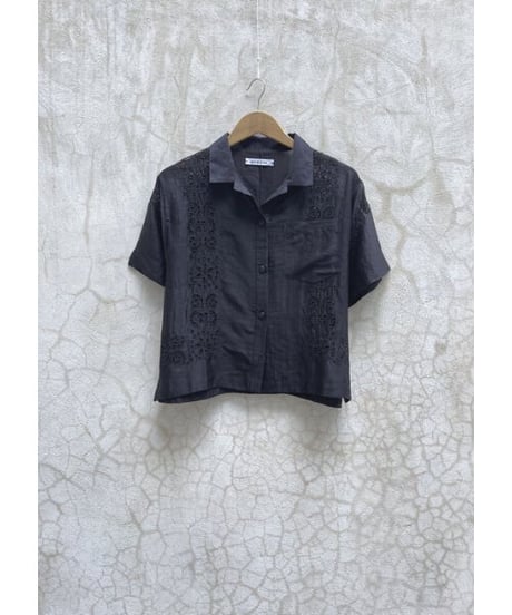 NY Mane/刺繡入りリバーキャンプシャツ/Black