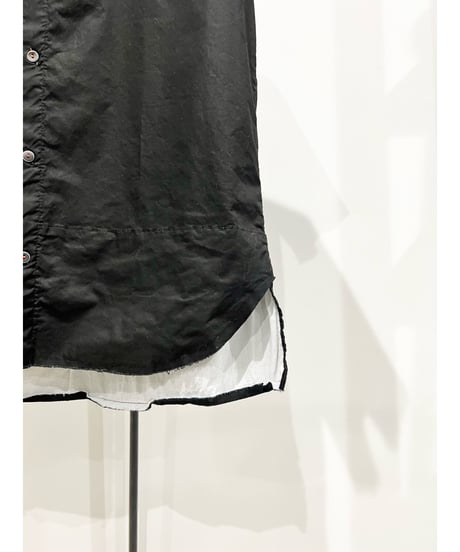 Men'sコットンシャツ(ブラック)/HannohWessel/Mサイズ