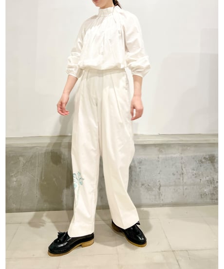 Maria overlap pants/Iris Paint/Ecru