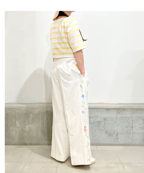 Maretha  Boat Neck top/Yellow stripes