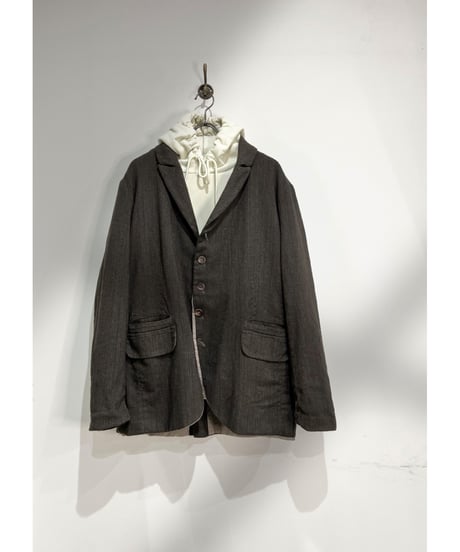 Men'sウールリネンジャケット/HannohWessel/Brown stripes