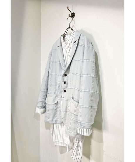 Men'sピンストライプシャツ/HannohWessel/ネイビー