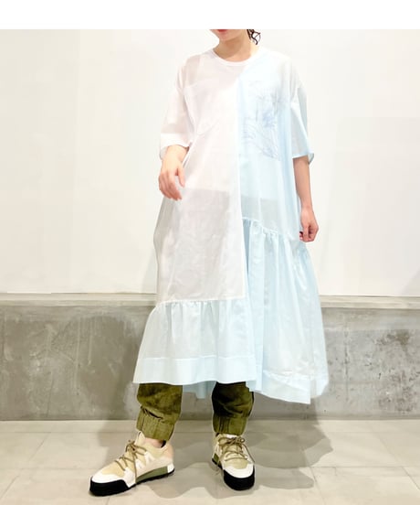 D-due/バイカラーワンピース/ブルー&ホワイト