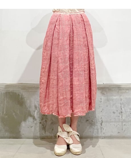 Lady'sリネンスカート(レッドチェック)/HannohWessel/36