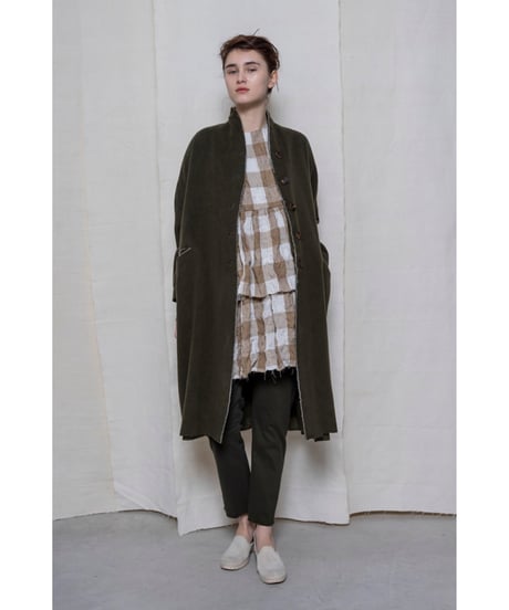 【残り僅か】Hannoh wessel/ウール&カシミヤロングコート/Dark brown