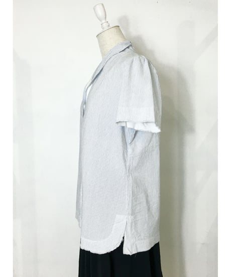 Lady'sコットンシャツ(ブルーストライプ)/HannohWessel/38