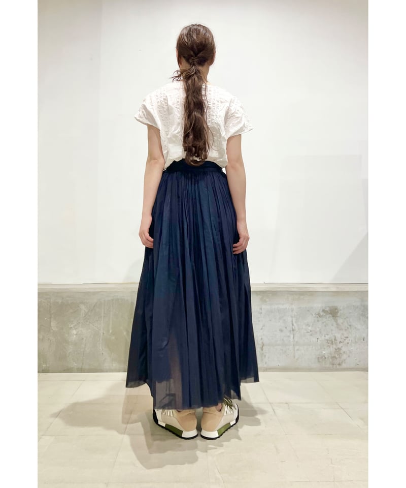 残り僅か】elsa esturgie/ｵｰｶﾞﾆｯｸｺｯﾄﾝｽｶｰﾄ/ダークネイビー | ETTA 