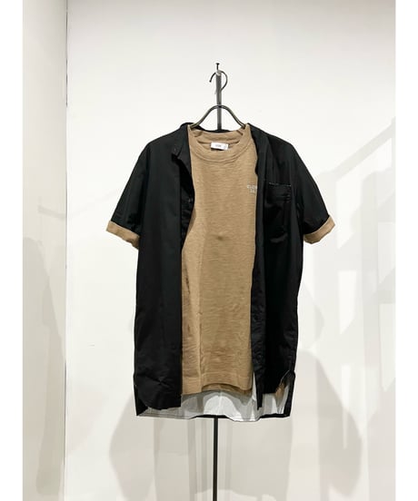 Men'sコットンシャツ(ブラック)/HannohWessel/Mサイズ
