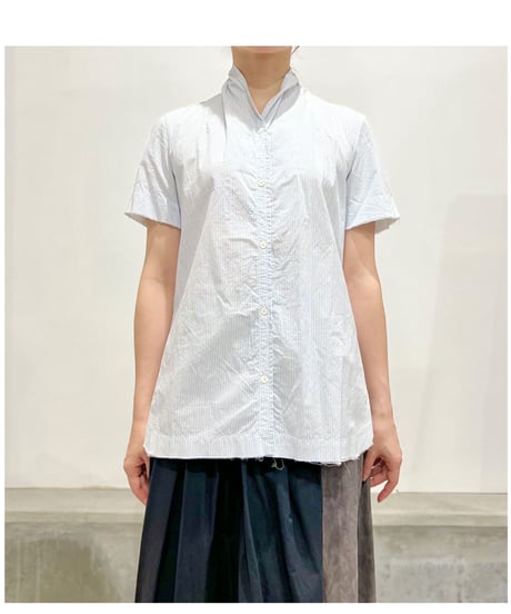 Lady'sコットンシャツ(ブルーストライプ)/HannohWessel/38
