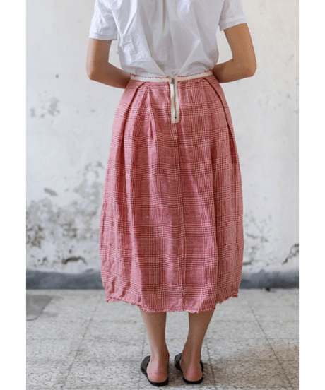 Lady'sリネンスカート(レッドチェック)/HannohWessel/36