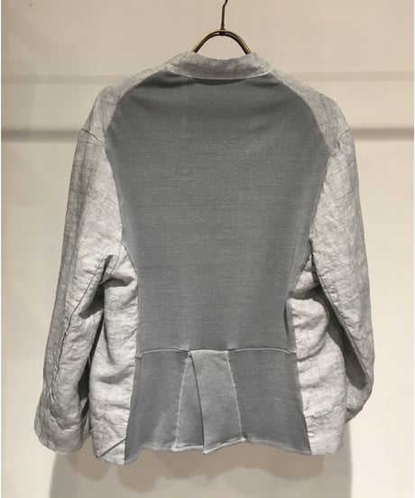 Lady'sリネン＆カットソージャケット(グレー)/HannohWessel/40