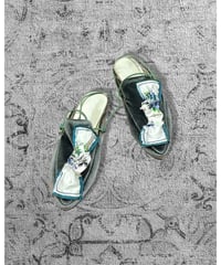 ベロアミュール2/シルバーグレー&ホワイト/22.5〜23㎝