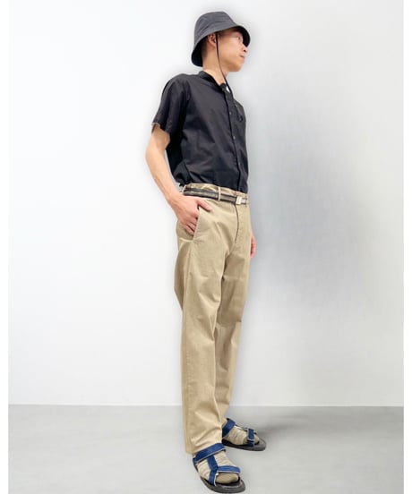 Men'sコットンシャツ(ブラック)/HannohWessel/Mサイズ