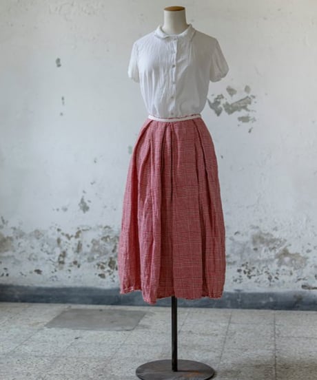 Lady'sリネンスカート(レッドチェック)/HannohWessel/36