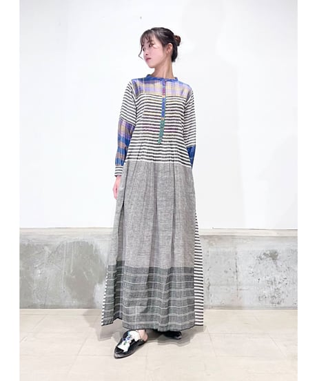 【残り僅か】injiriコットン100％/ドレス195/Black & Multi Check