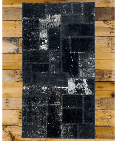 Turkish carpet Small /Black patchwork/vintage and antique