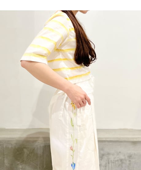 Maretha  Boat Neck top/Yellow stripes