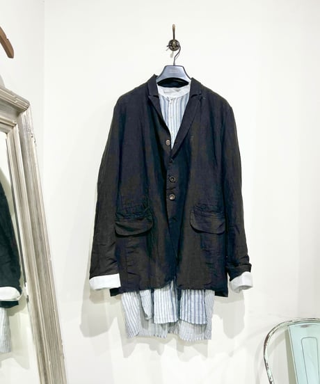 Men'sリネンジャケット/HannohWessel/Black