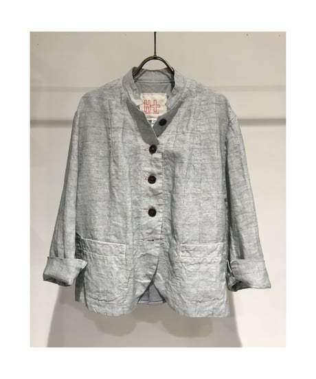 Lady'sリネン＆カットソージャケット(グレー)/HannohWessel/40