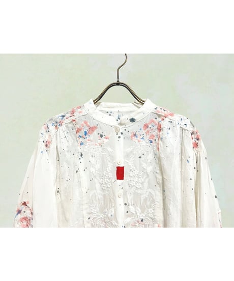 ETTA Original・ハンドペイント/刺繍シャーリングシャツジャケット/ピンク系