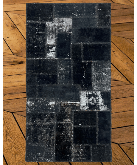 Turkish carpet Small /Black patchwork/vintage and antique